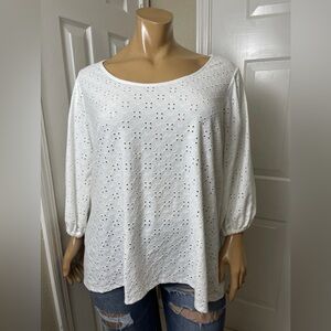 Ava & Viv White 3/4 Sleeve Blouse